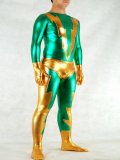 Green And Golden Shiny Unisex Zentai Catsuit