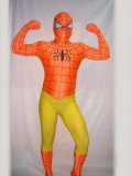 Orange Yellow Spandex Lycra Spiderman Costume