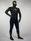 Yellow Stripe Blue Spandex Lycra Spiderman Costume