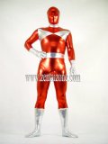 Shiny Metallic White Red Super Hero Costume Shiny Metallic White Red Super Hero Costume