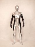 Silver Black Shiny Metallic Full Body Zentai Silver Black Shiny Metallic Full Body Zentai