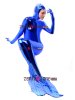 Blue Shiny Metallic Mermaid Zentai Body Suit With Open Face