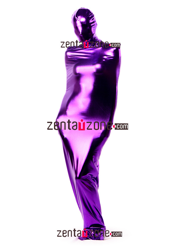 Purple Shiny Metallic Zentai Sleeping Bag - Click Image to Close