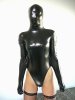 Black Shiny Metallic Leotard Catsuit