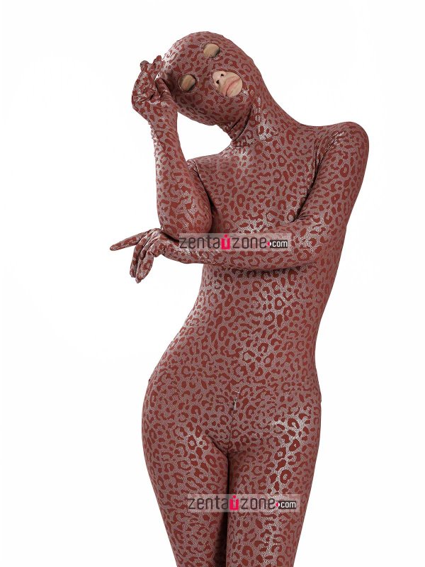 Nylon Metallic Leopard Pattern Lycra Zentai Suit - Click Image to Close