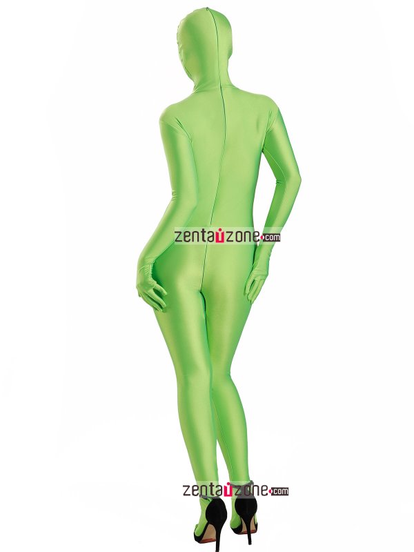 Nylon Green Lycra Zentai Suit WIth Open Eyes - Click Image to Close