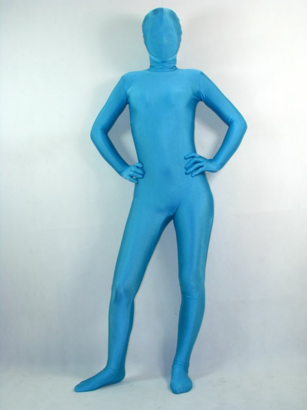 Unisex Blue Spandex Lycra Unicolor Zentai - Click Image to Close