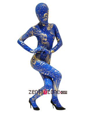 Fashion Lycra Spandex Zentai With Flower Metallic Pattern