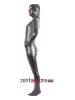 2014 Dark Silver PU Metallic Zentai With Open Mouth And Eyes