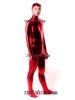 Red Shiny Metallic Zentai Suit With Open Face