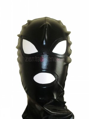 Black Shiny Metallic Zentai Hood