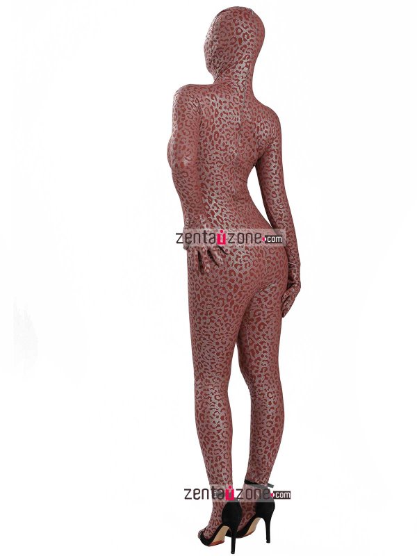 Nylon Metallic Leopard Pattern Lycra Zentai Suit - Click Image to Close