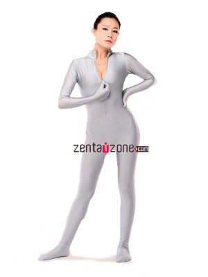 Silver Grey Spandex Lycra Catsuit