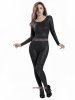 Nylon Black Metallic Spandex Catsuit