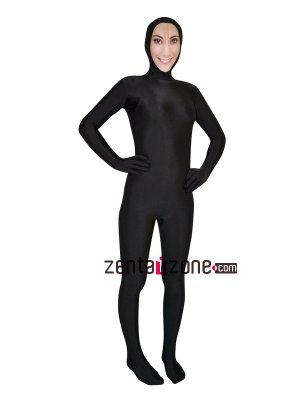 Face Zentai Black Spandex Lycra With Smile Girl Face