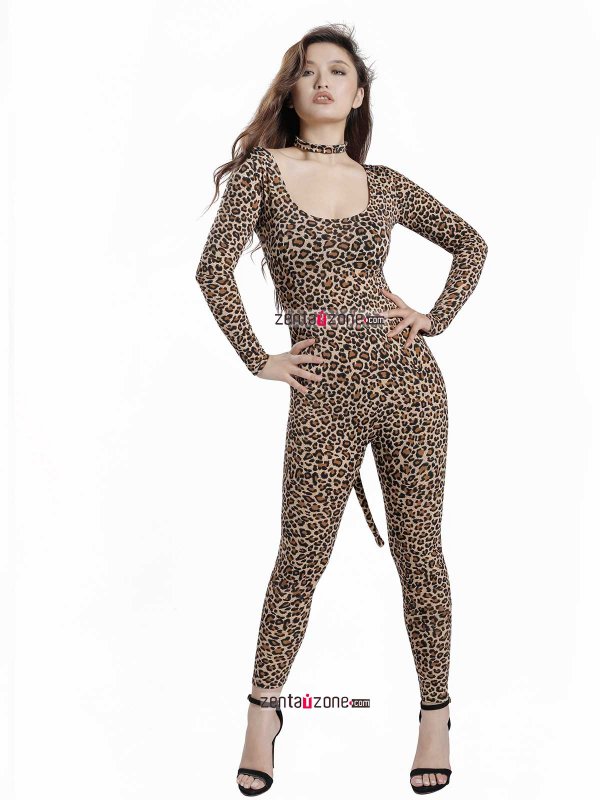 Cute Leopard Spandex Catsuit - Click Image to Close