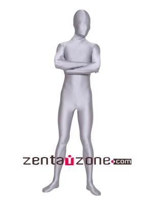 Gray Unisex Lycra Unicolor Zentai Suit