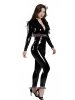 Pu Shiny Black Front Zip Catsuit