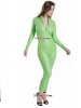 Pu Shiny Grass Green Catsuit With Front Zip