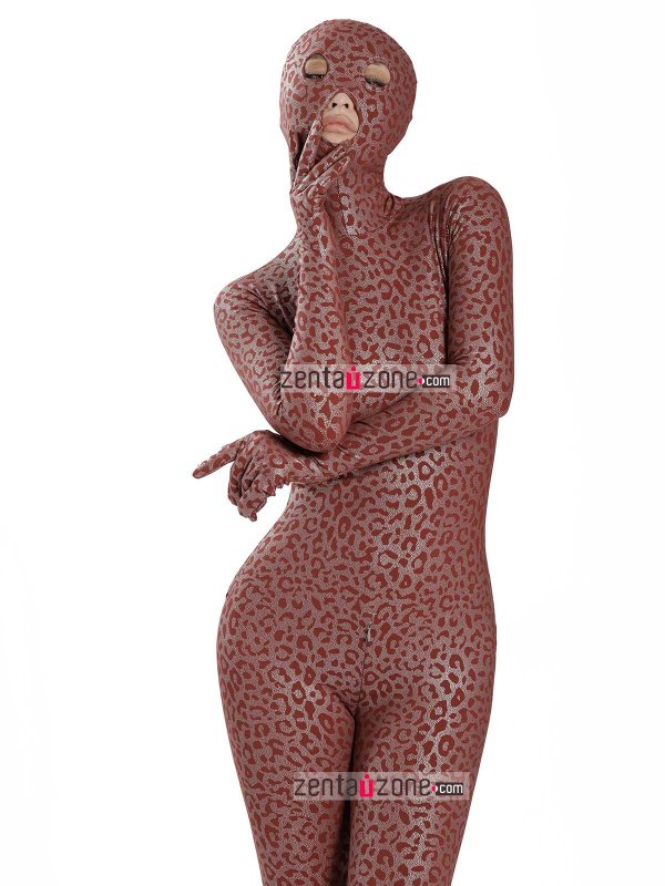 Nylon Metallic Leopard Pattern Lycra Zentai Suit - Click Image to Close