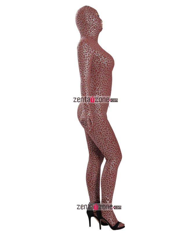 Nylon Metallic Leopard Pattern Lycra Zentai Suit - Click Image to Close