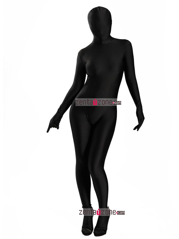 Nylon Black Spandex Zentai Full Bodysuit - Click Image to Close