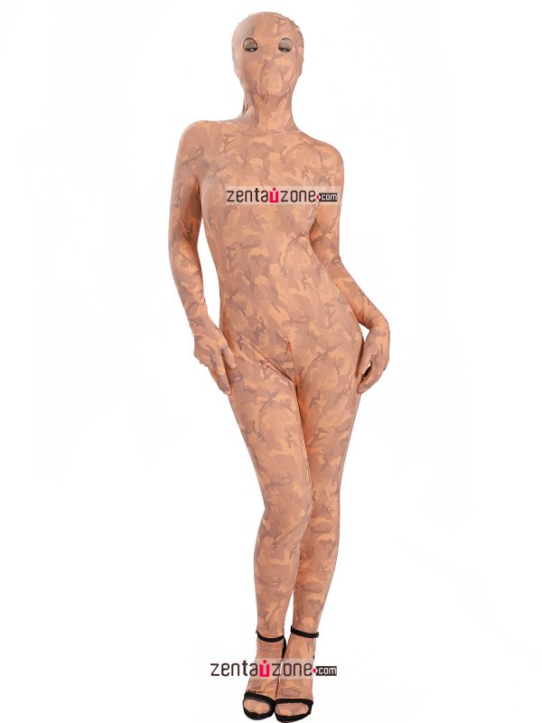 Nylon Metallic Lycra Orange Pattern Zentai Full Bodysuit - Click Image to Close