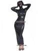 Nylon Shiny Black Zentai Dresses With Open eyes & mouth