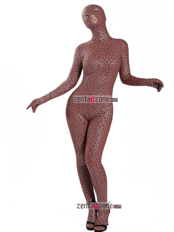 Nylon Metallic Leopard Pattern Lycra Zentai Suit - Click Image to Close