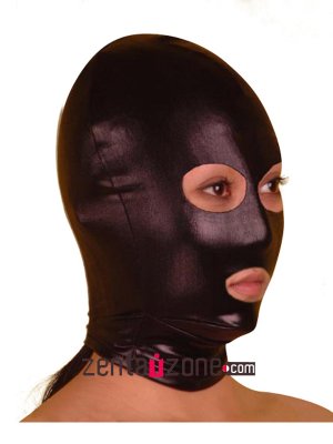 Black Shiny Metallic Hood With Eyes Mouth Open