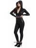 Nylon Lycra Metallic Flower Pattern Catsuit With Big Hood