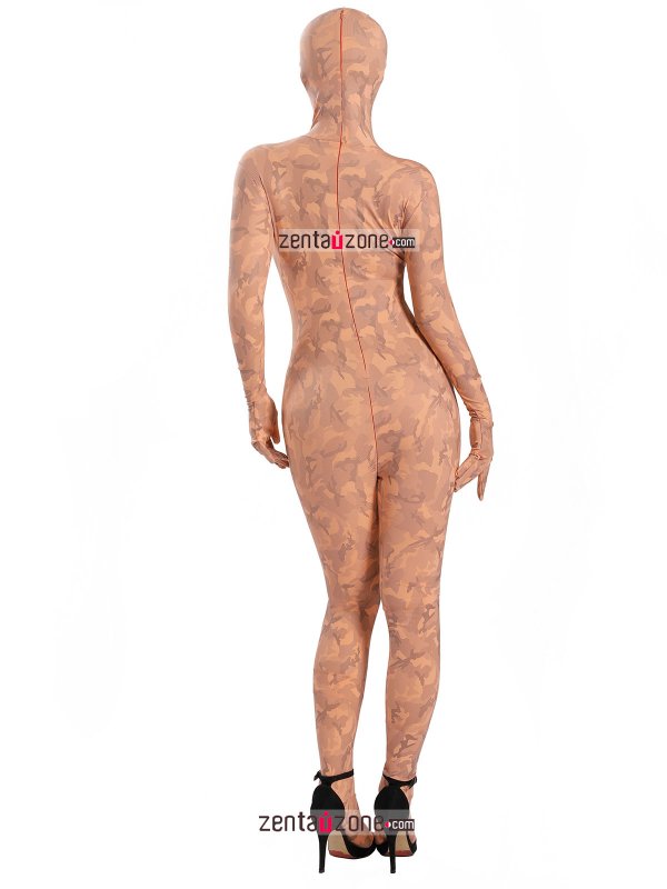 Nylon Metallic Lycra Orange Pattern Zentai Full Bodysuit - Click Image to Close