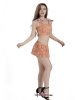 Nylon Orange Metallic Pattern Dresses