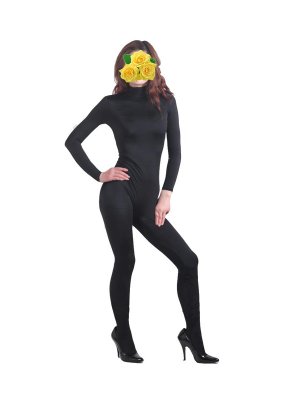 Unisex Black Unicolor Lycra Zentai Full Body Suit