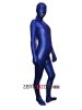 2014 Blue Pu Metallic Full Body Zentai With Open Mouth