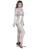 Nylon White Snake Metallic Spandex Catsuit