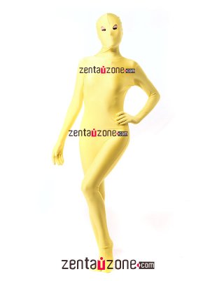 Fashion Yellow Spandex Zentai Full Body Suit With Open Eyes