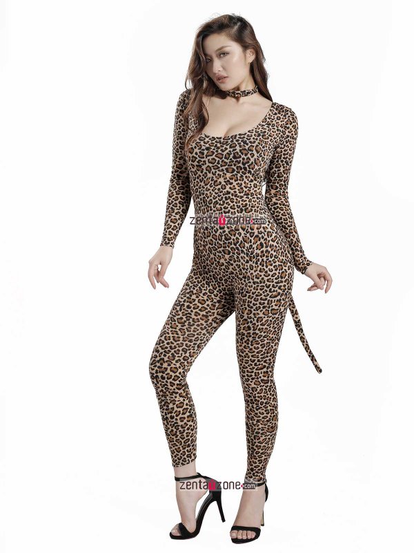 Cute Leopard Spandex Catsuit - Click Image to Close