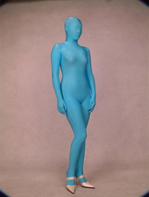 Unicolor Blue Lycra Spandex Zentai Suit