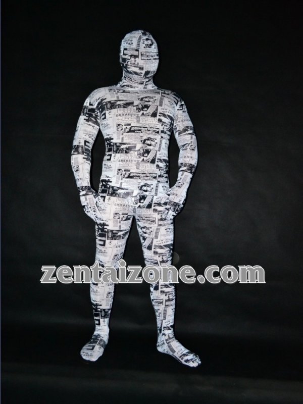 2011 White News Paper City Mummy Zentai Costume - Click Image to Close