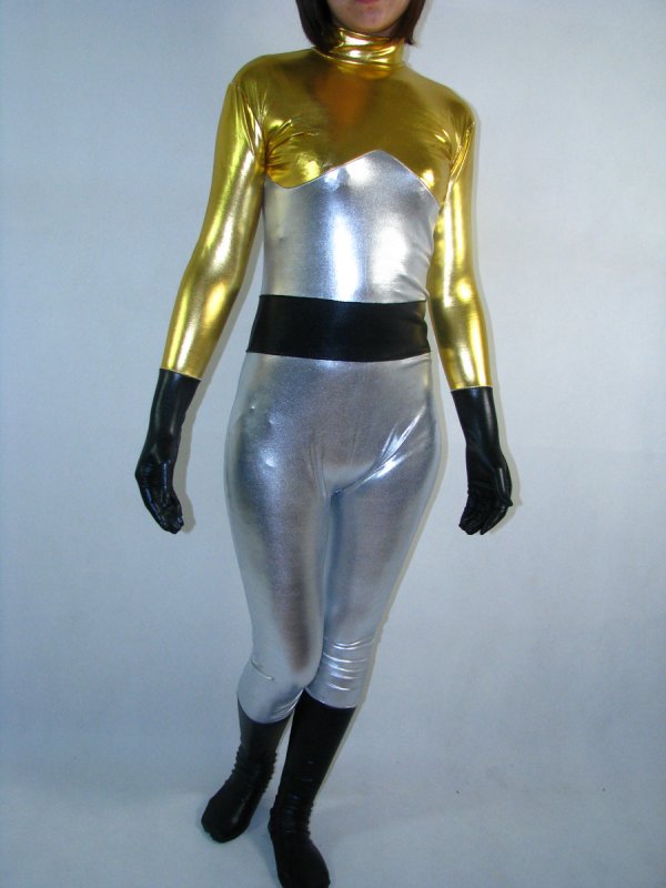 Silver Golden Shiny Metallic Super Hero Catsuit - Click Image to Close