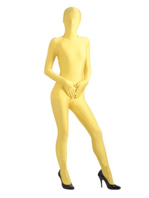 Unicolor Yellow Lycra Unisex Zentai Suit