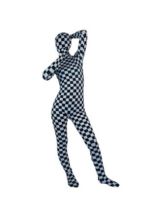 White And Black Lycra Spandex Full Bodysuit Zentai