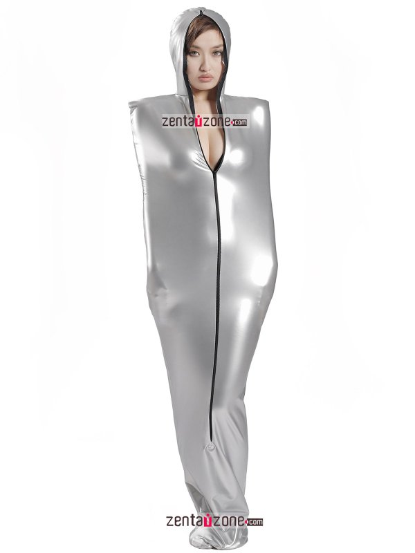 Pu Silver Zentai Bag - Click Image to Close