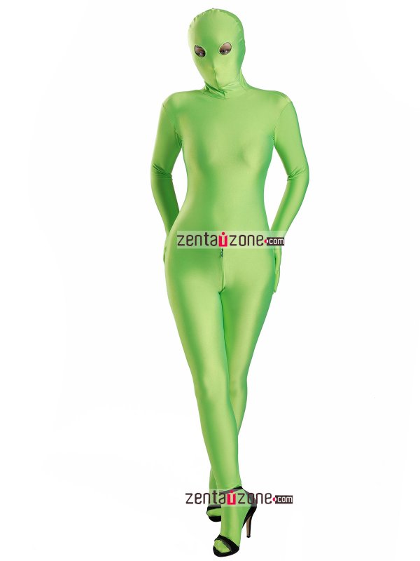 Nylon Green Lycra Zentai Suit WIth Open Eyes - Click Image to Close