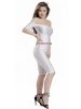 Off Shoulder White Nylon Lycra Catsuit