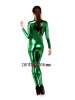 Green Shiny Metallic Front Zipper Catsuit