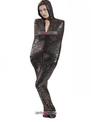 Nylon Black Shiny Metallic Pattern Lycra Zentai Bag