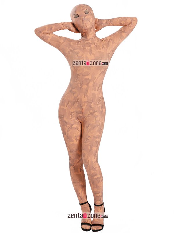 Nylon Metallic Lycra Orange Pattern Zentai Full Bodysuit - Click Image to Close