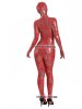 Nylon Red Shiny Metallic Lycra Zentai With Black Mesh Eyes